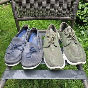Sperry Men's Blue Leather and Olive Boat Shoes 13